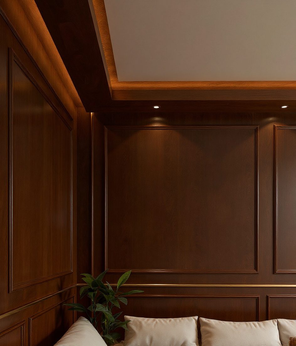 Minimal Perimeter Band Ceiling — Walnut Classic
