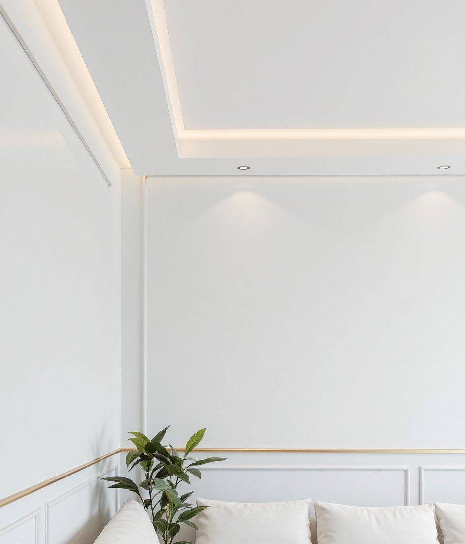 Minimal Perimeter Band Ceiling — White Modern