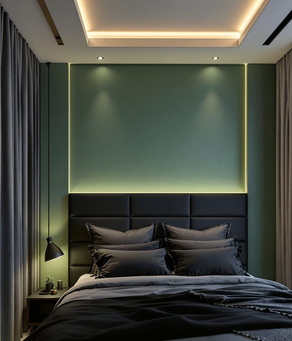 Rectangular Cove Tray Bedroom Ceiling — Sage & Brass