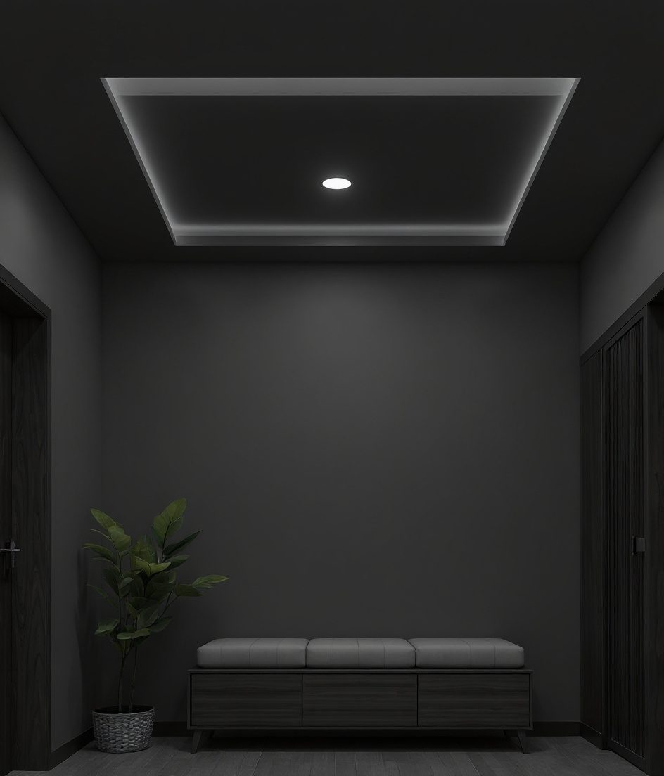 Single-Level Tray Ceiling — Charcoal Minimal