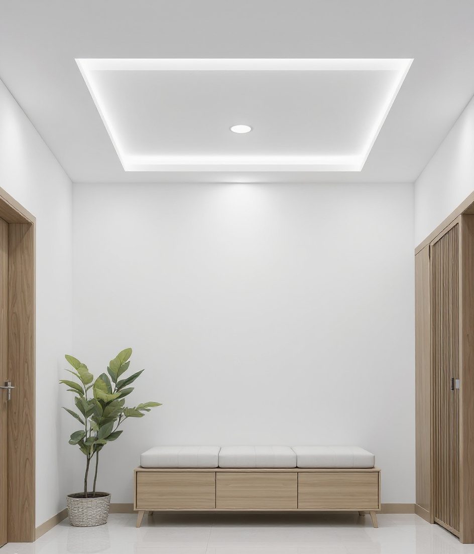 Single-Level Tray Ceiling — White Modern