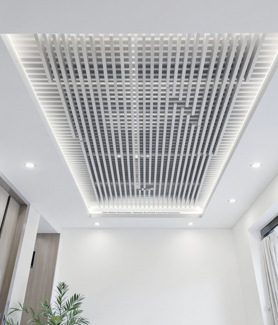 Slatted Wood Feature Ceiling — White Modern