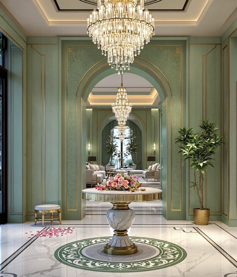Chandelier Statement Luxury Foyer — Sage & Brass