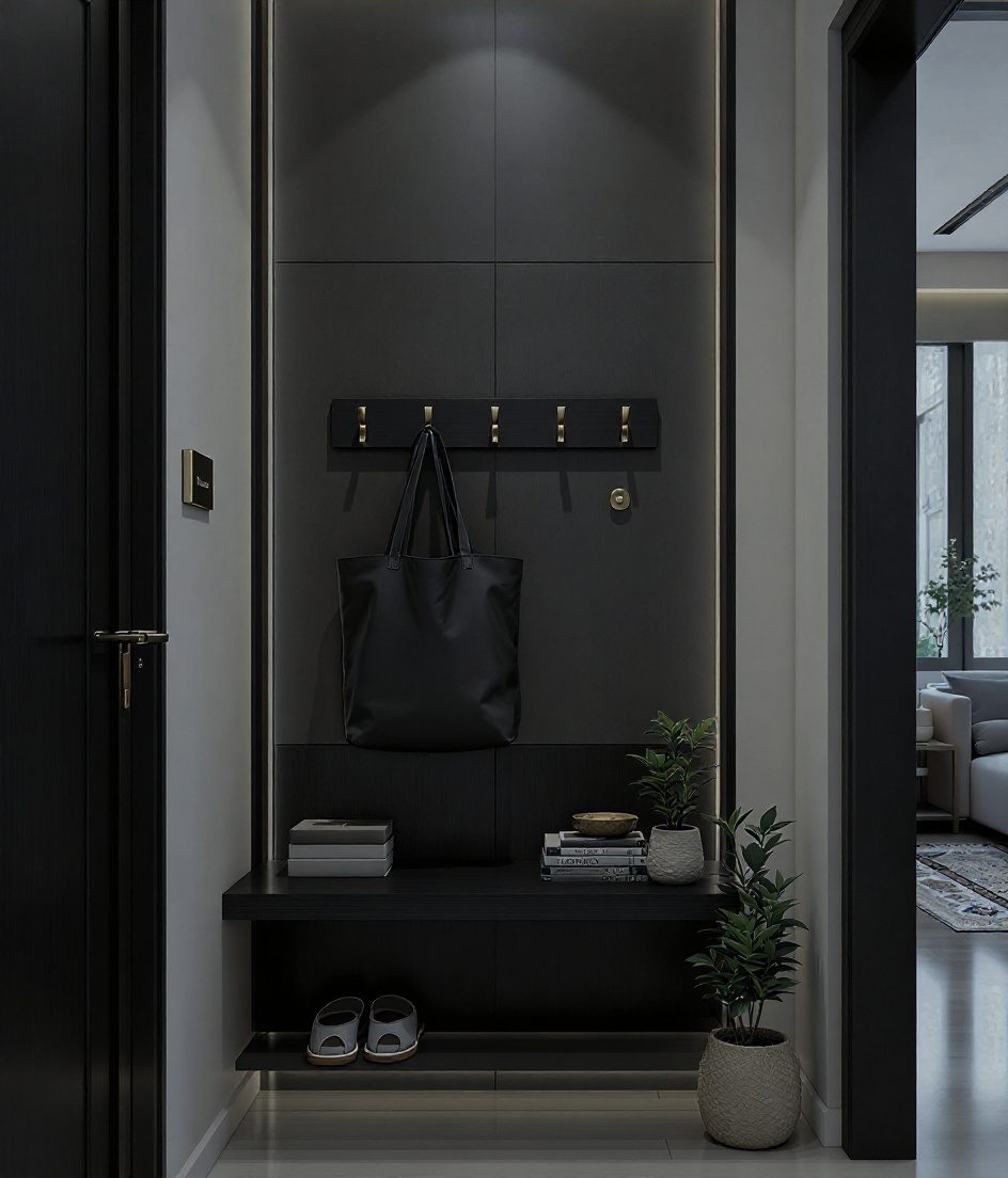 Compact Apartment Foyer — Charcoal Minimal