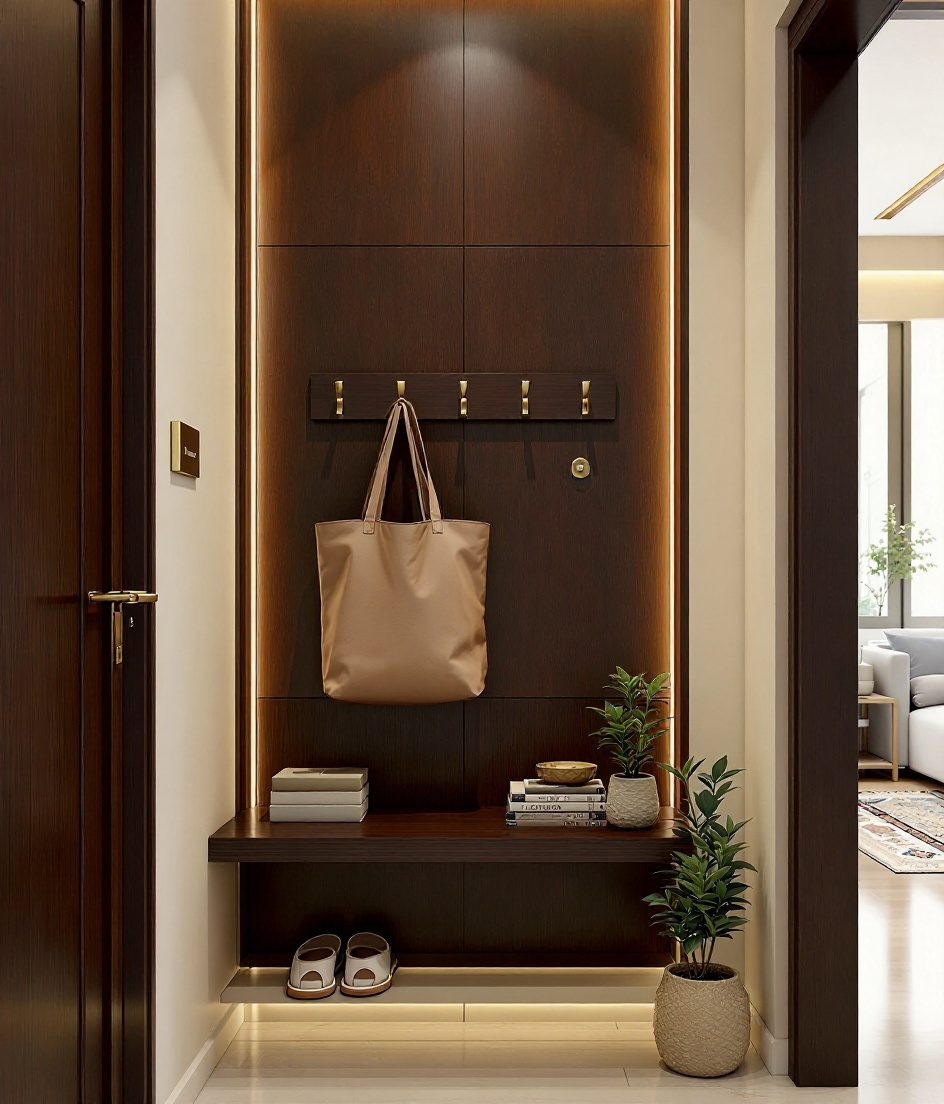 Compact Apartment Foyer — Walnut Classic