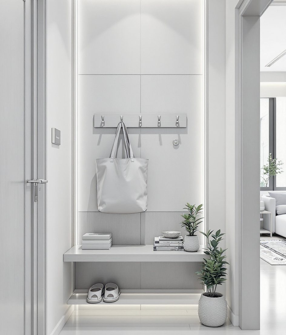 Compact Apartment Foyer — White Modern