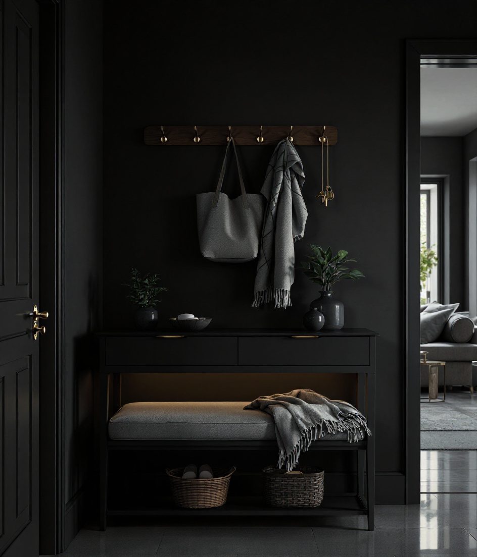 Console And Bench Combo — Charcoal Minimal
