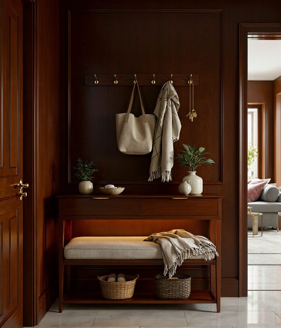 Console And Bench Combo — Walnut Classic