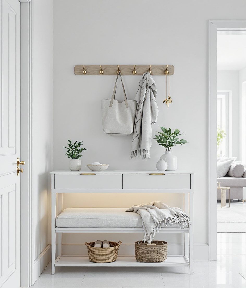 Console And Bench Combo — White Modern