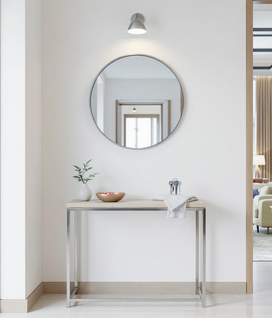 Console And Mirror Entryway — White Modern