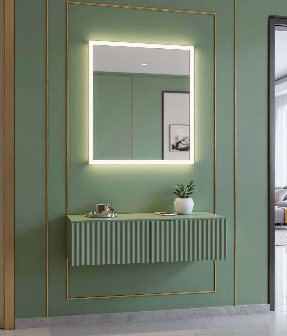 Floating Console With Drawers — Sage & Brass
