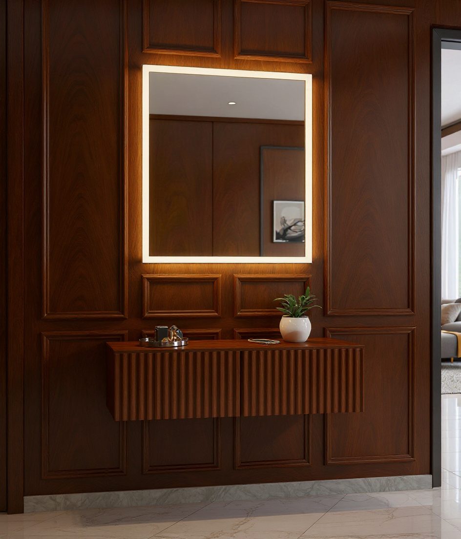 Floating Console With Drawers — Walnut Classic