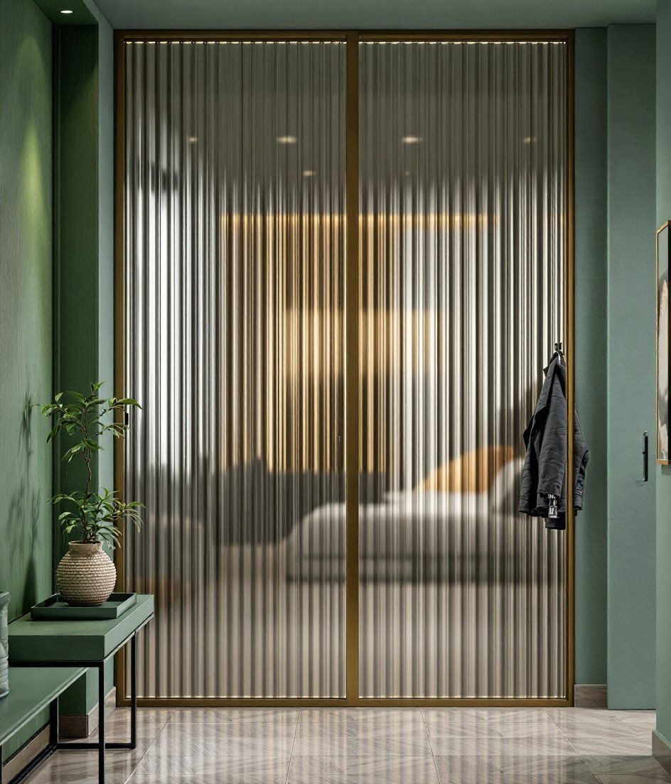 Fluted Glass Entry Divider — Sage & Brass