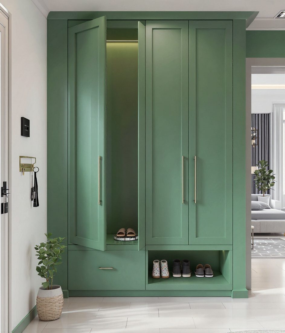 Full-Height Shoe Cabinet Foyer — Sage & Brass