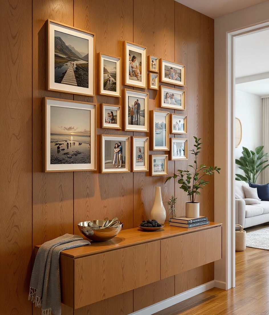 Gallery Frame Wall Foyer — Warm Oak