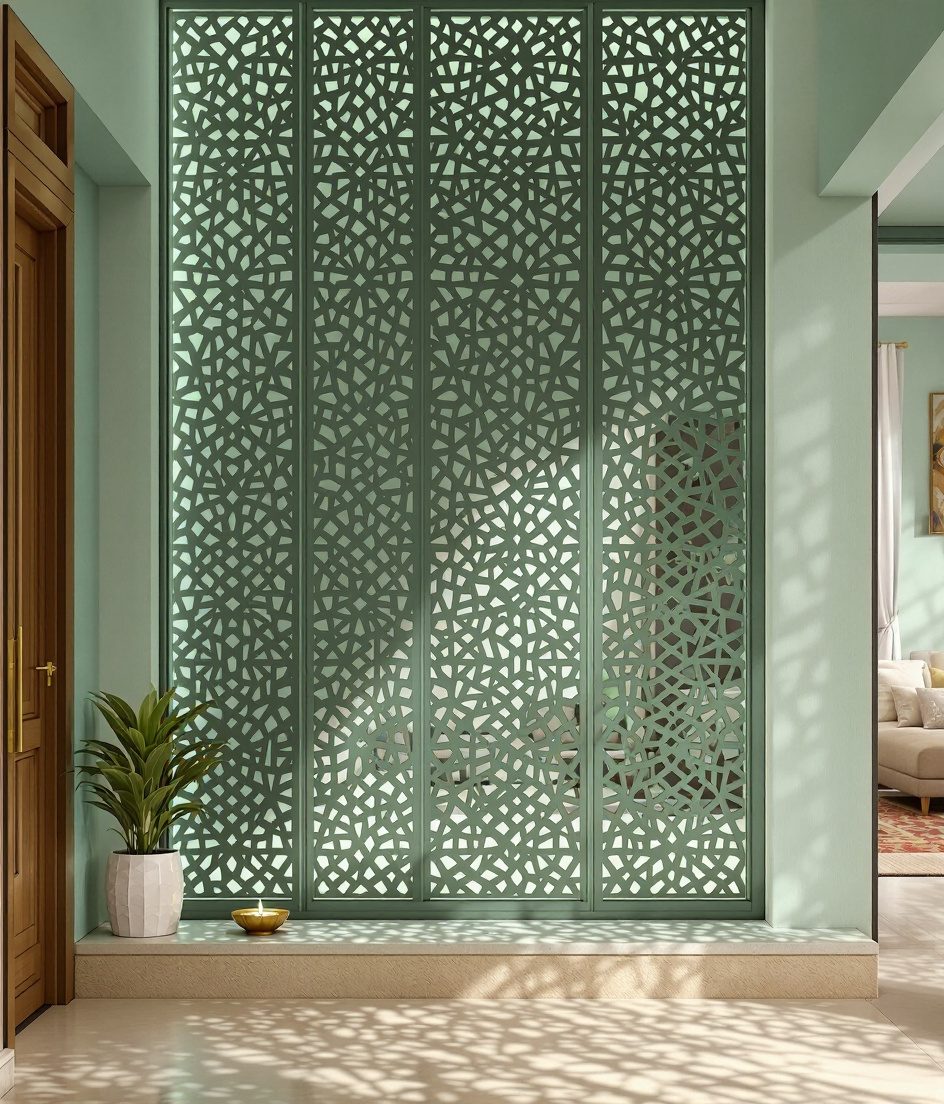 Jali Screen Foyer Partition — Sage & Brass