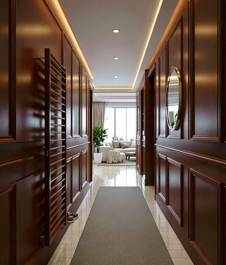 Narrow Corridor Entry Flat — Walnut Classic