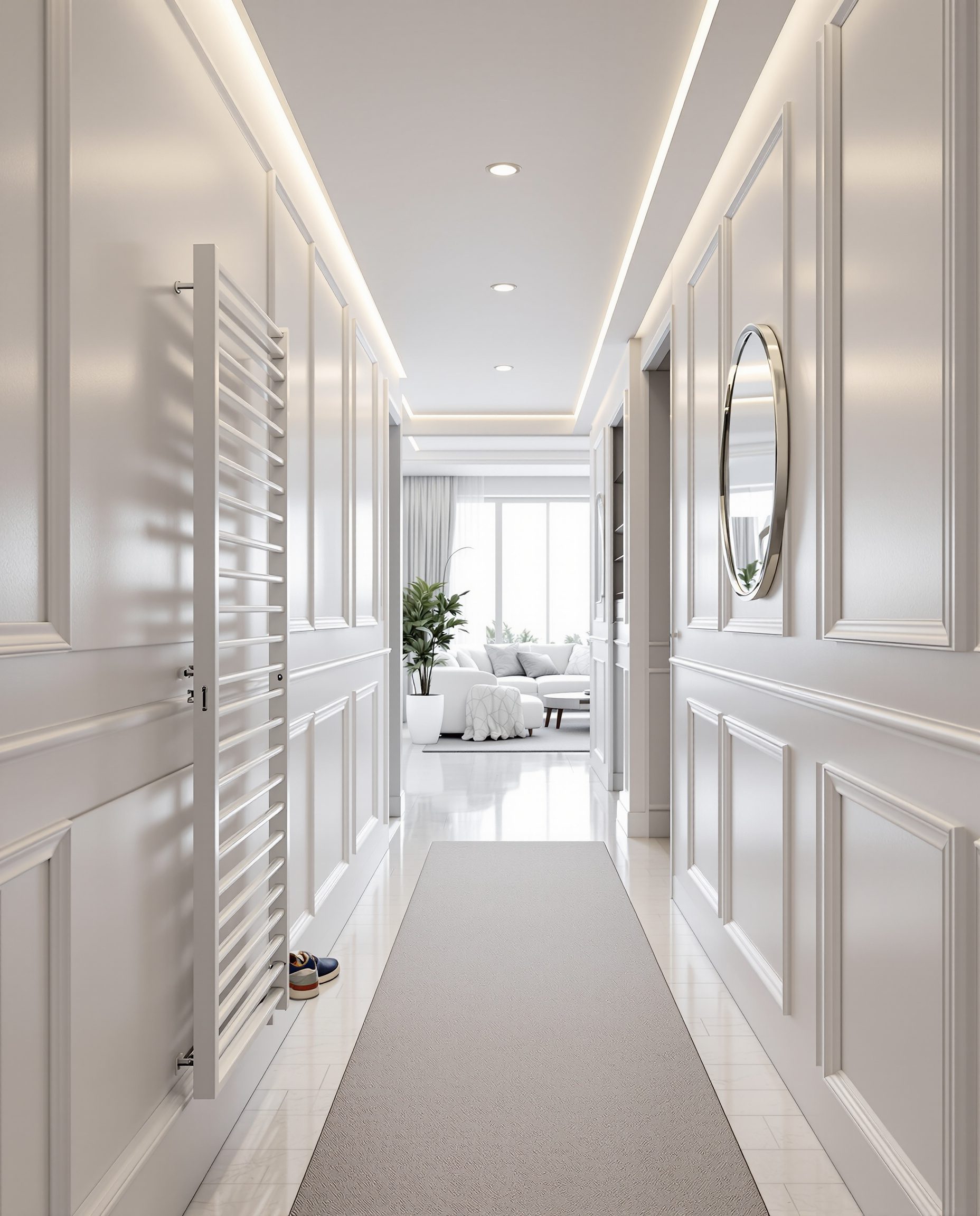 Narrow Corridor Entry Flat — White Modern