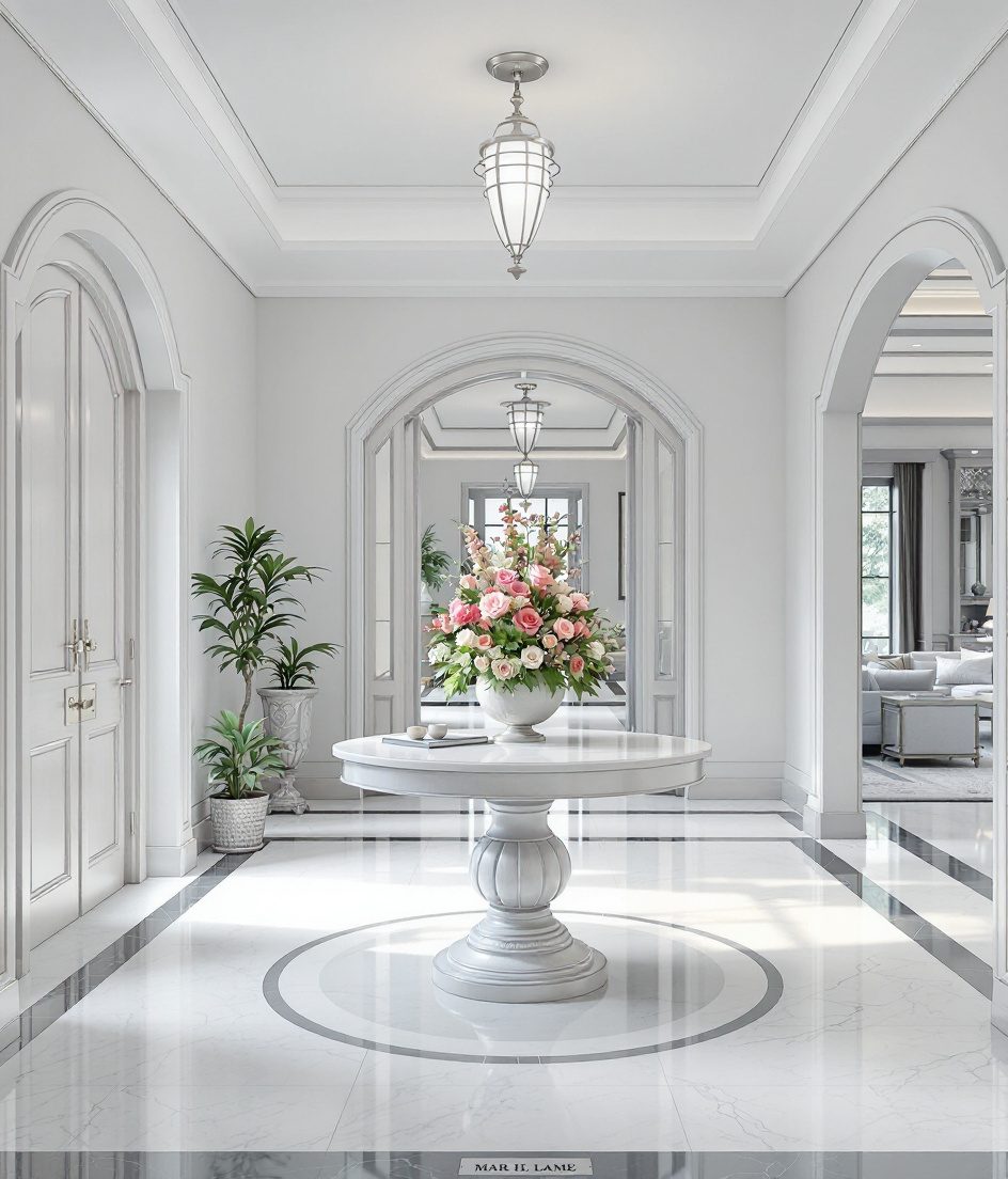 Round Table Grand Entry — White Modern