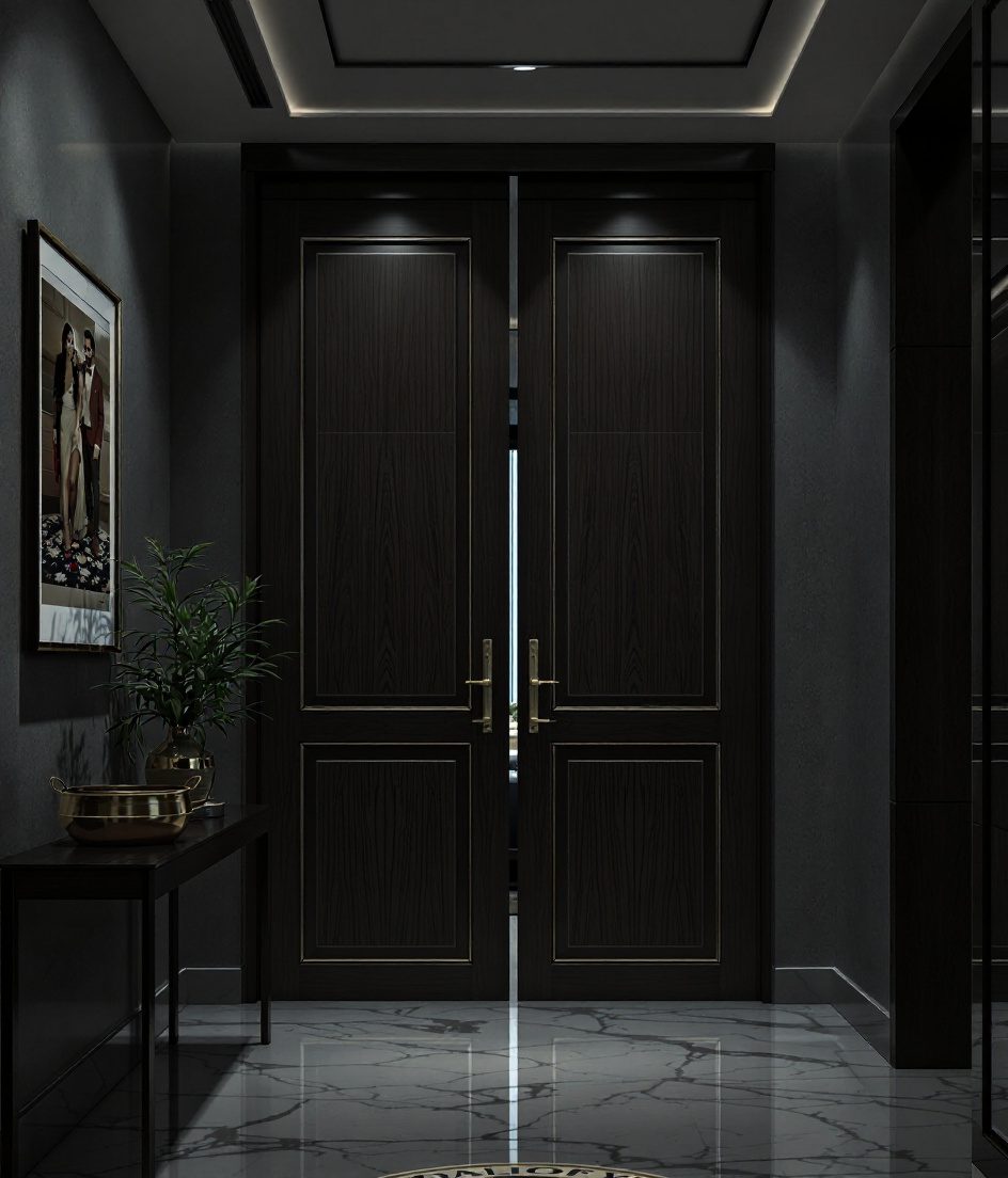 Sliding Panel Foyer Screen — Charcoal Minimal