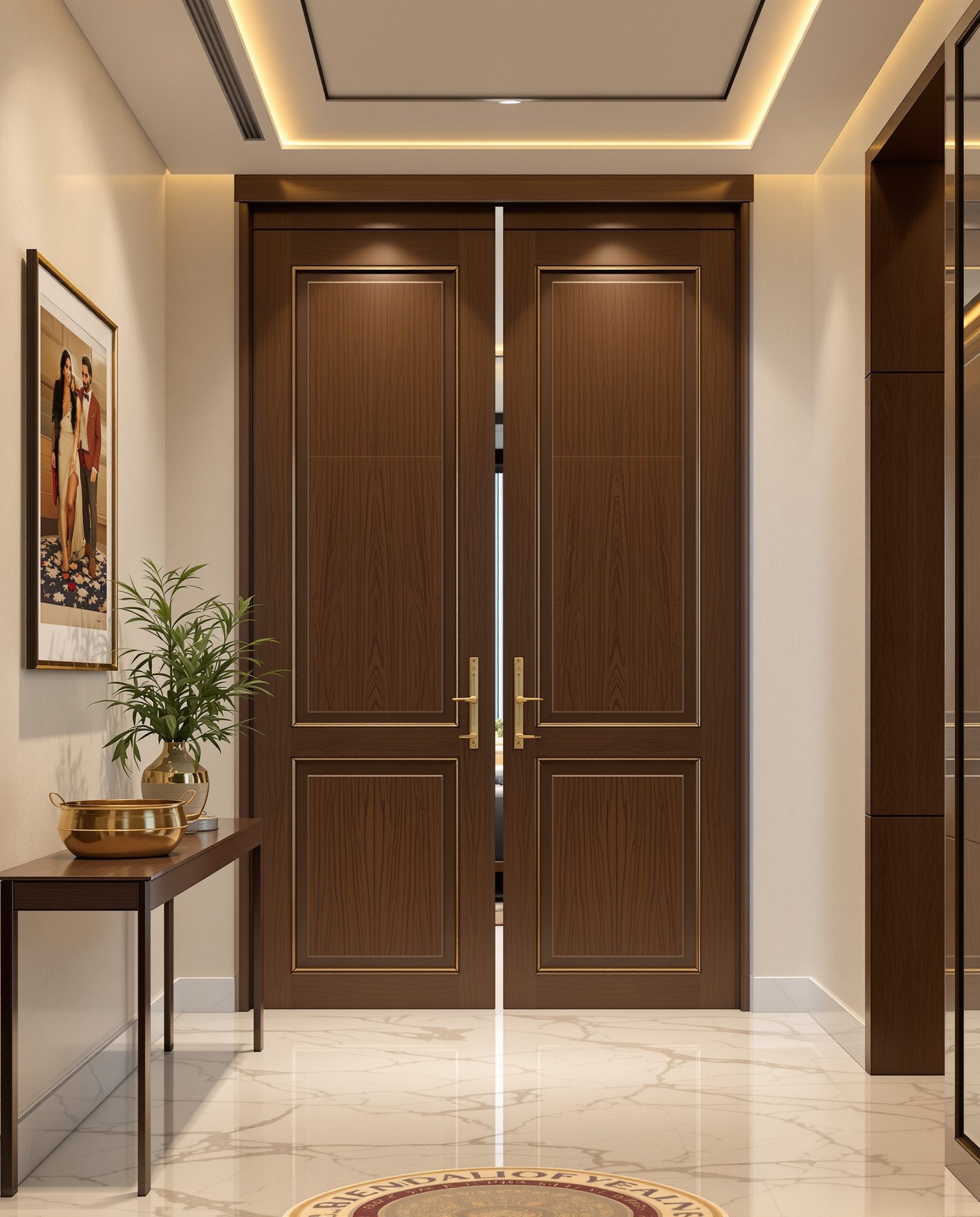 Sliding Panel Foyer Screen — Walnut Classic