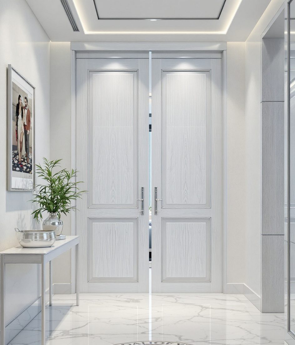 Sliding Panel Foyer Screen — White Modern