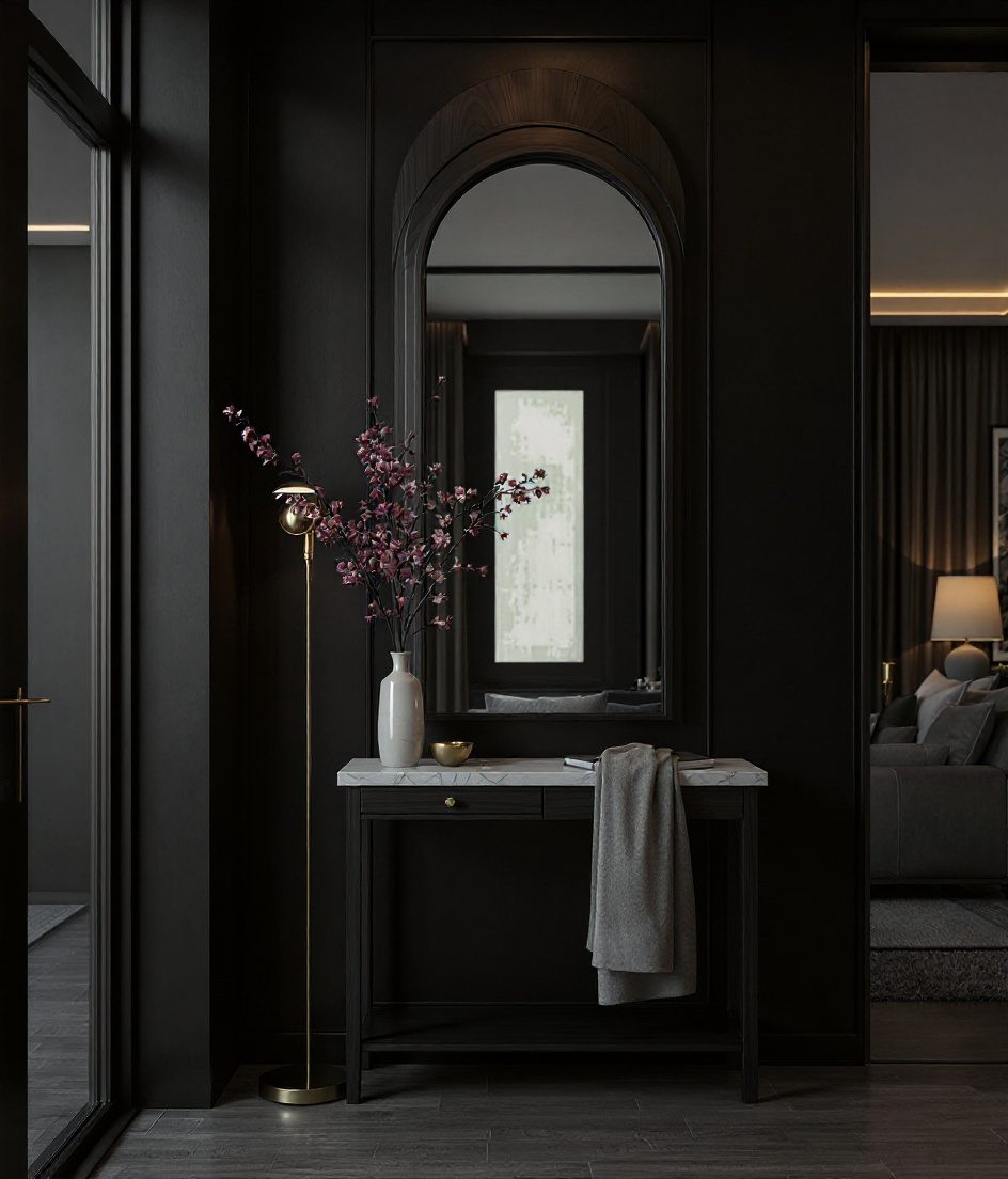Slim Console For Tall Flats — Charcoal Minimal