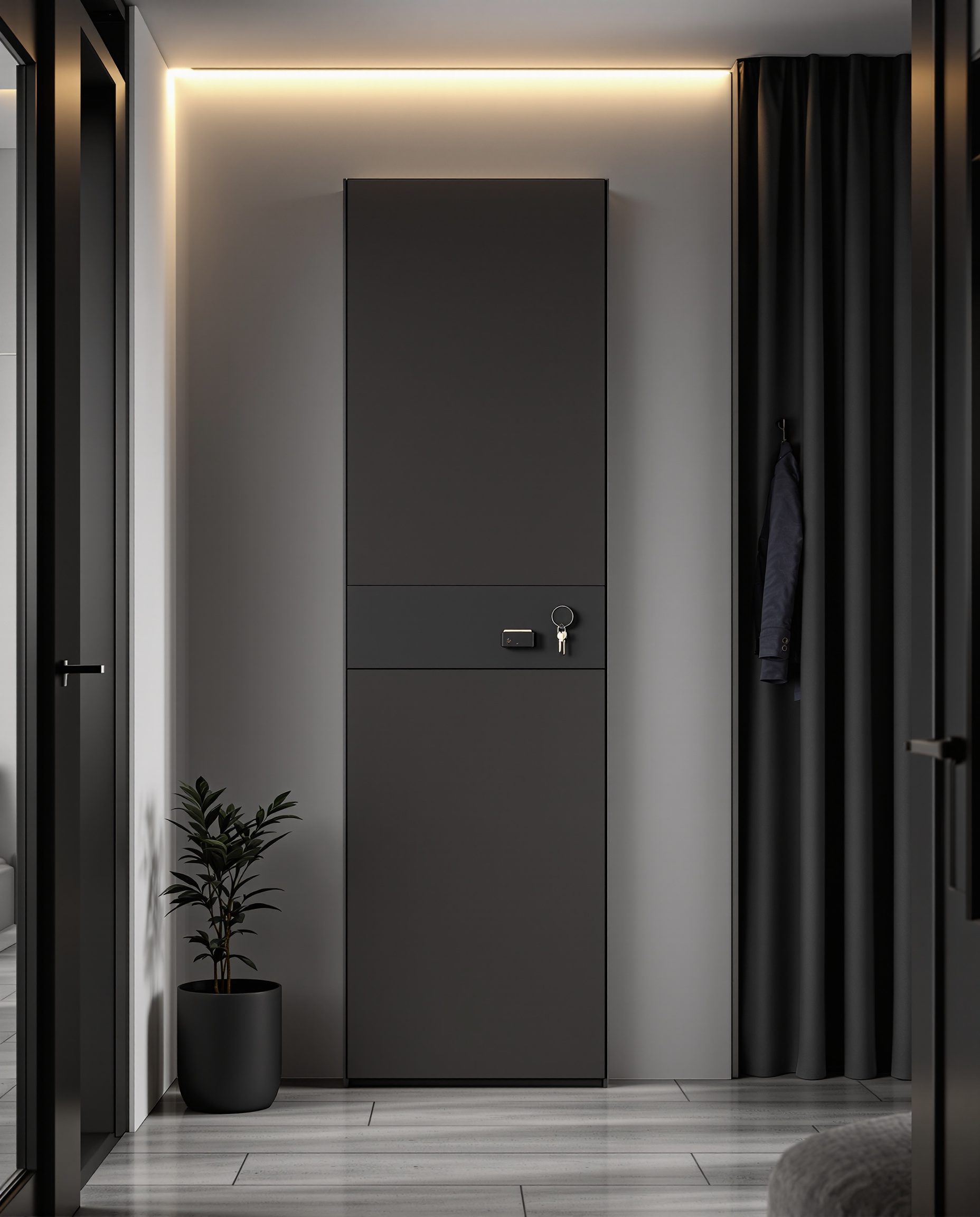 Studio Flat Entry Zone — Charcoal Minimal