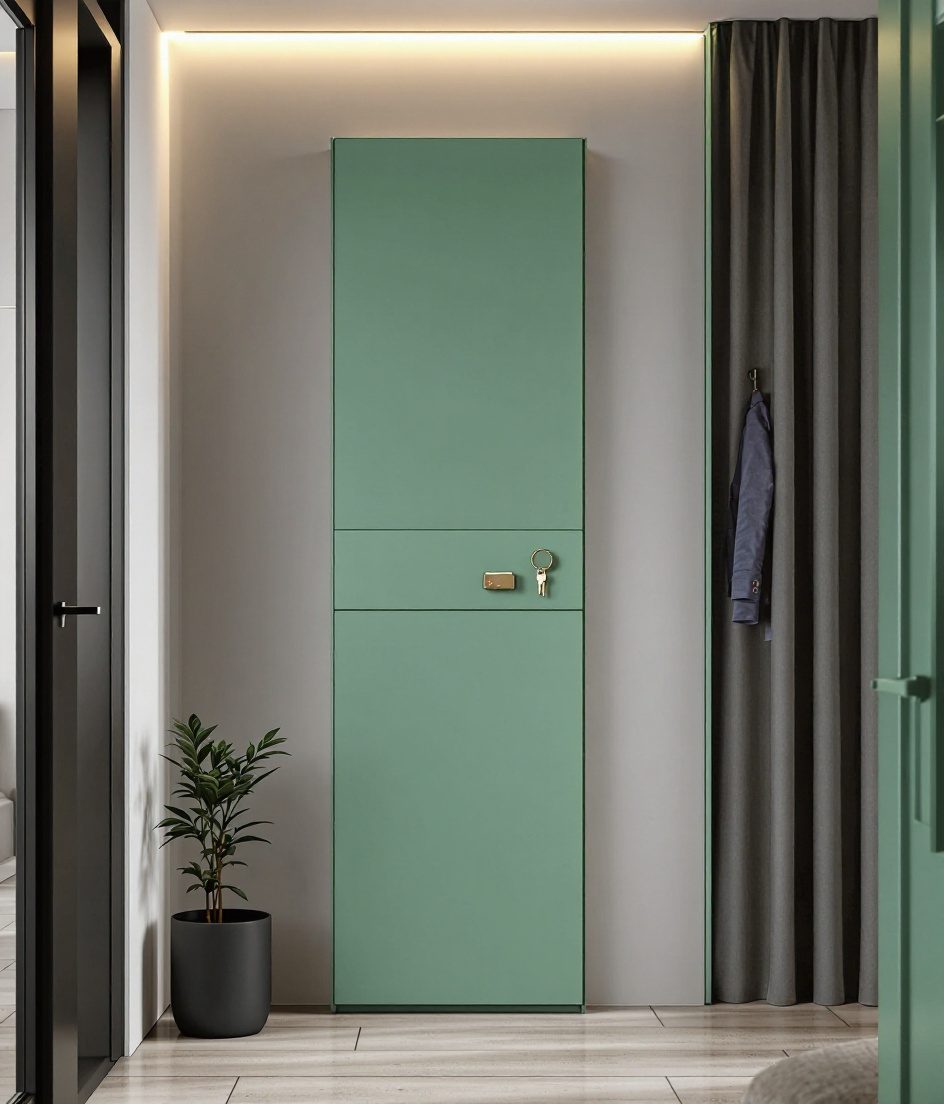 Studio Flat Entry Zone — Sage & Brass