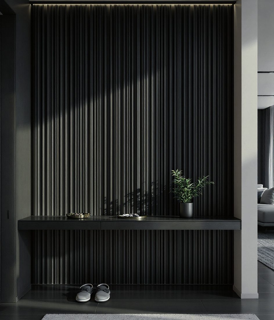 Textured Feature Wall Entry — Charcoal Minimal