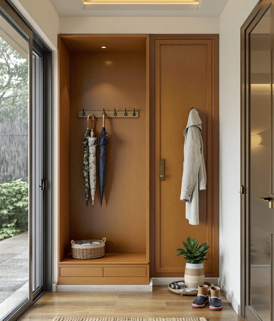 Monsoon Umbrella Drop-Zone — Warm Oak