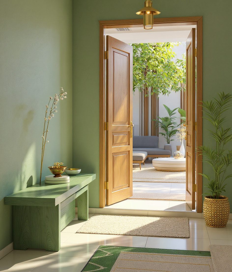 Vastu East-Entry Buffer — Sage & Brass