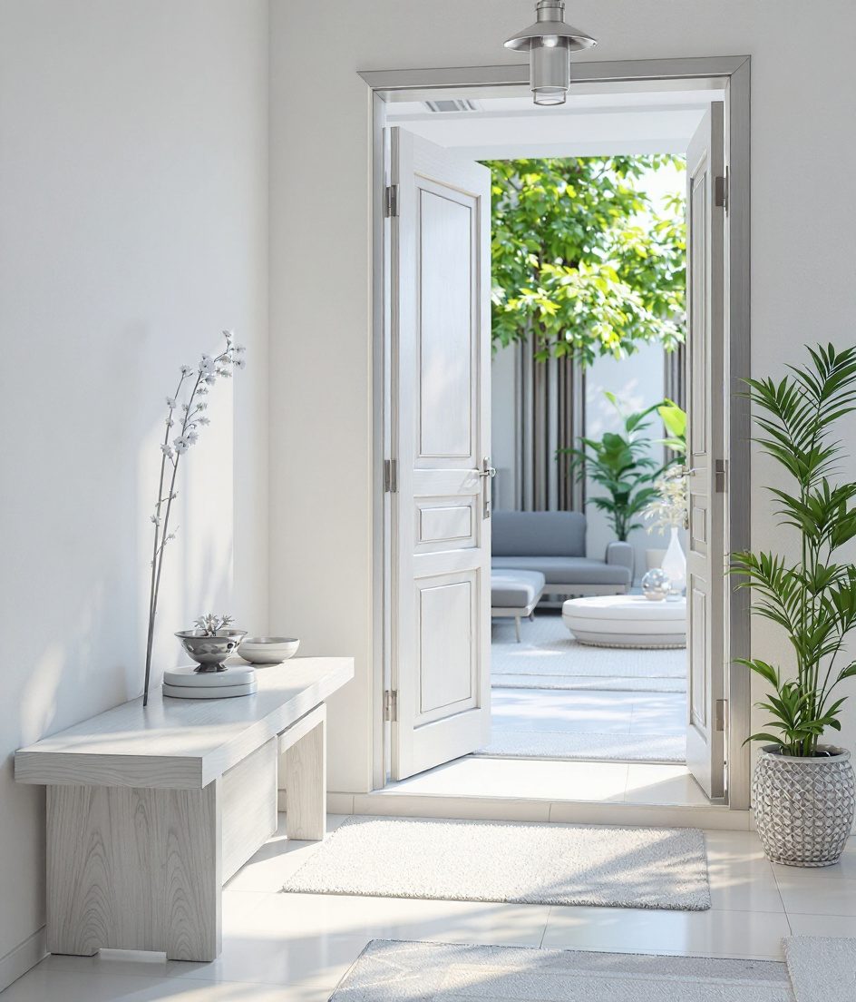 Vastu East-Entry Buffer — White Modern