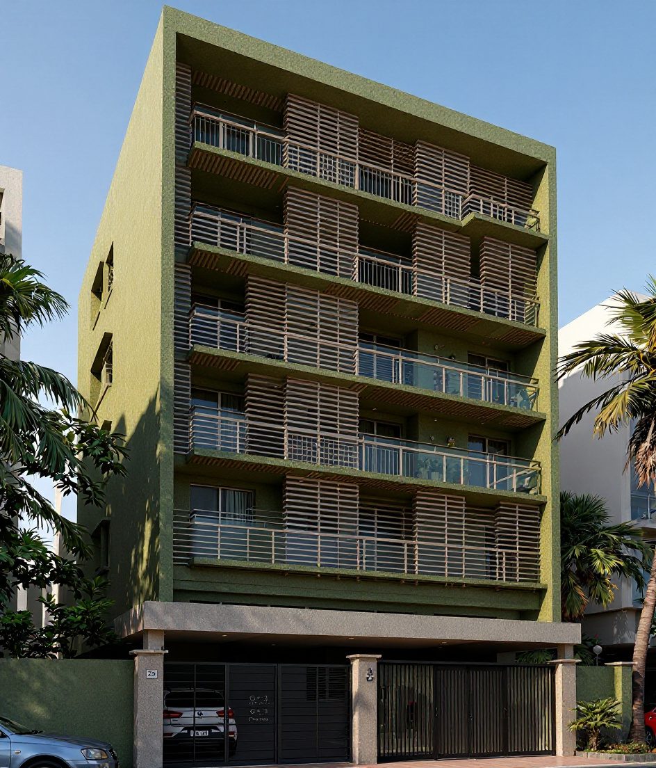 Chennai Apartment Facade — Sage & Brass