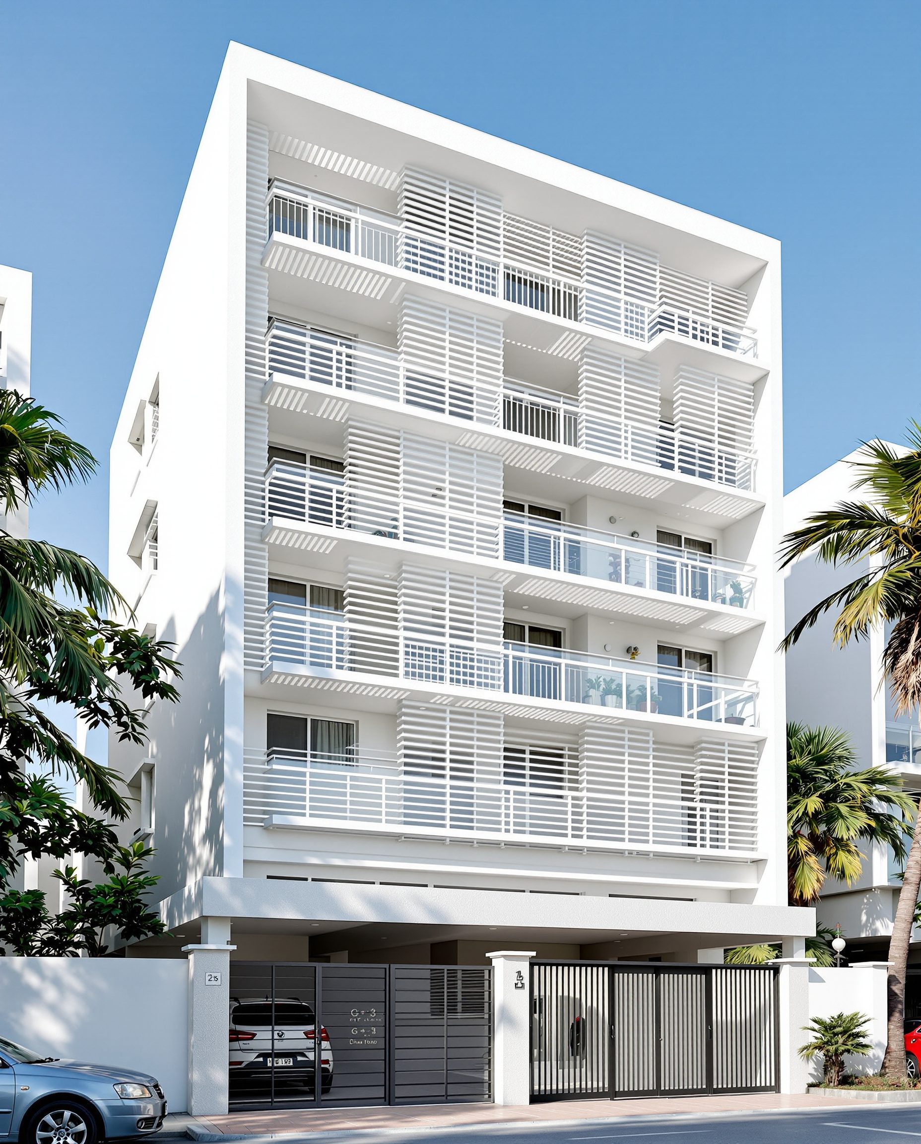 Chennai Apartment Facade — White Modern