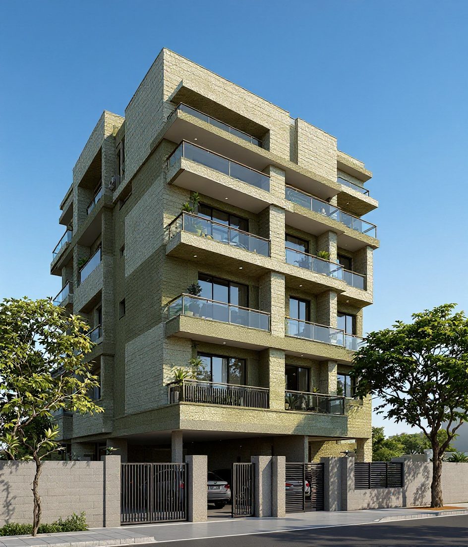 Pune Apartment Block Facade — Sage & Brass