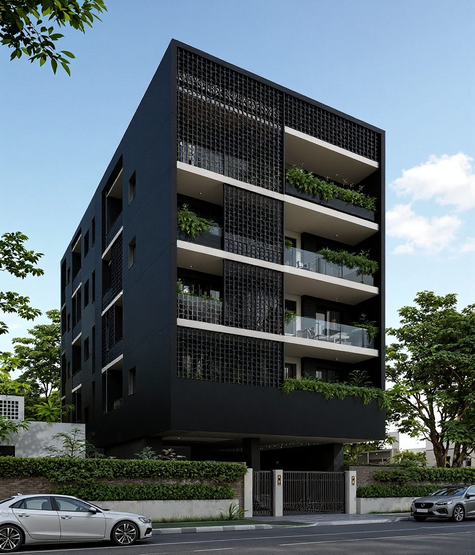 Bangalore Jali Apartment — Charcoal Minimal