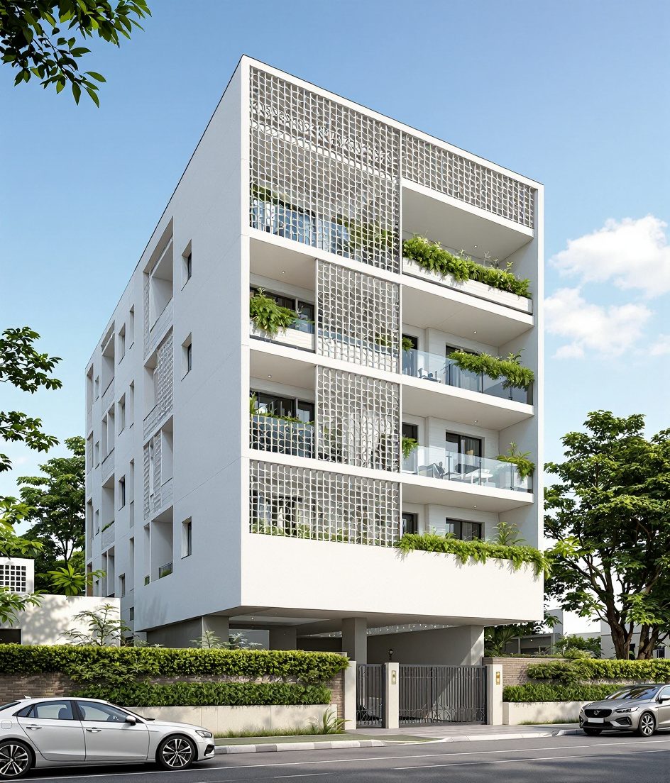 Bangalore Jali Apartment — White Modern