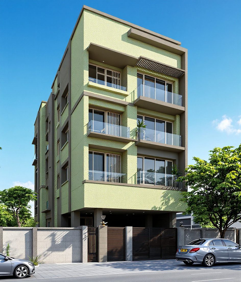 Hyderabad Apartment Facade — Sage & Brass