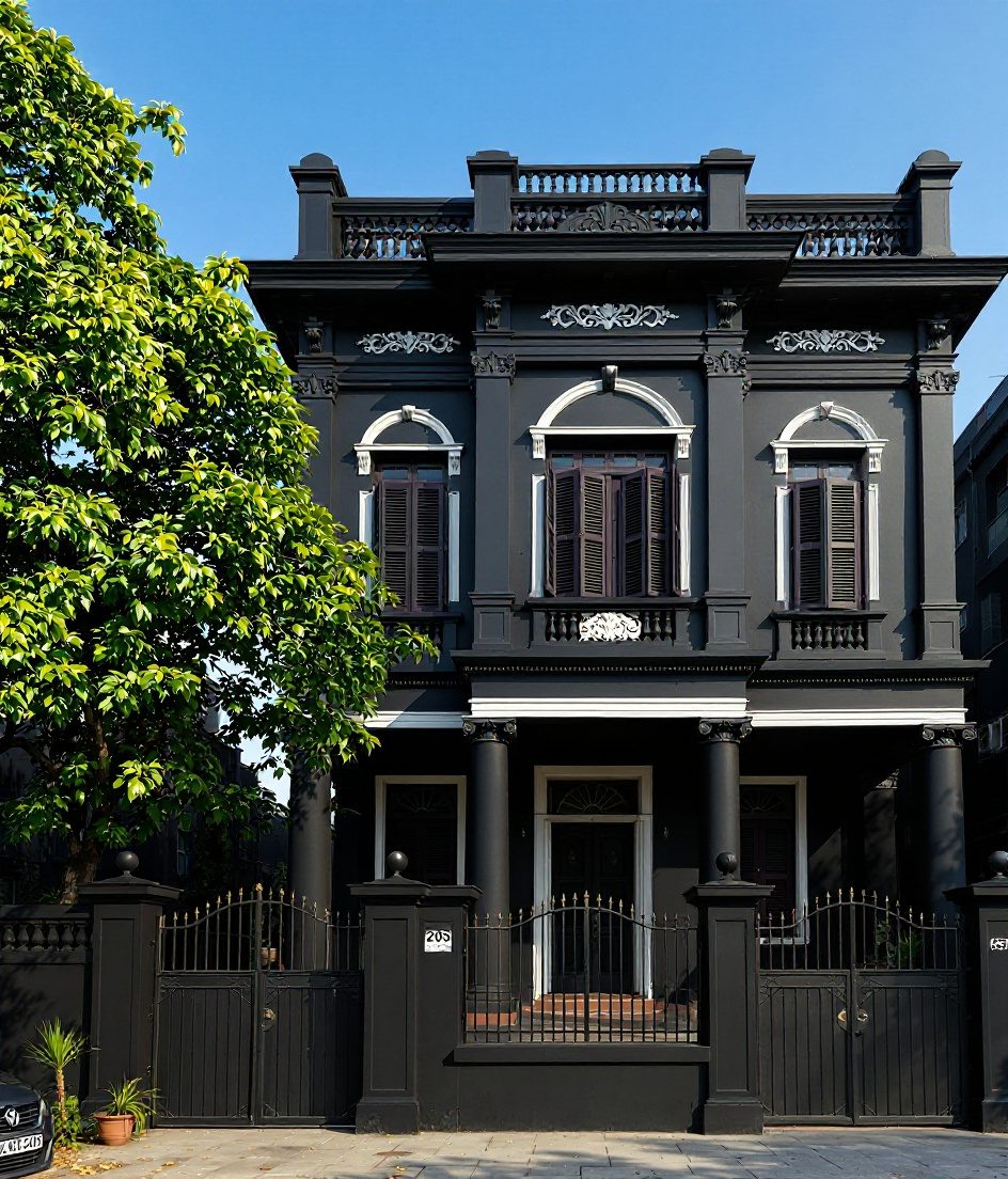 Kolkata Colonial House — Charcoal Minimal