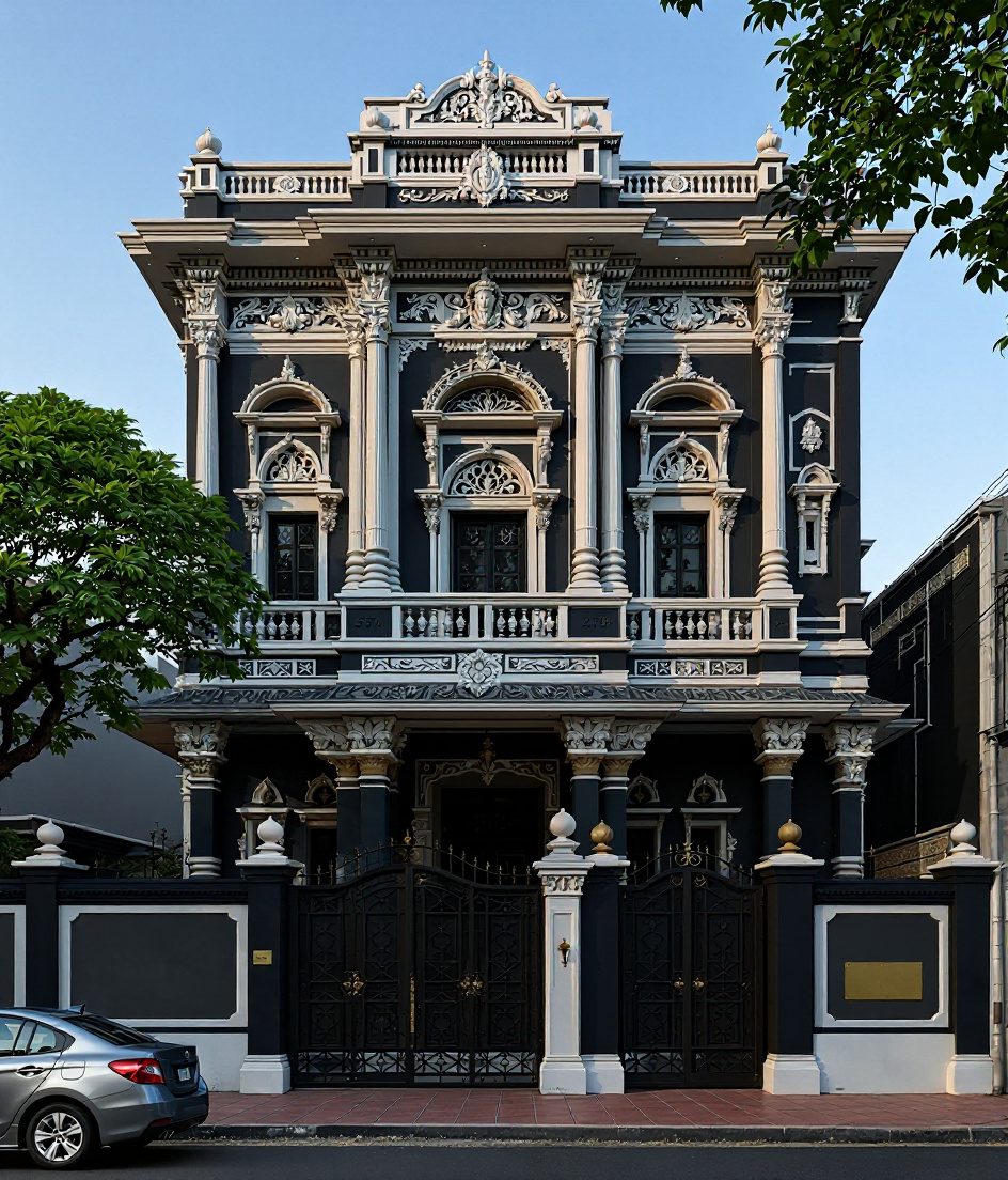 Chettinad Mansion — Charcoal Minimal