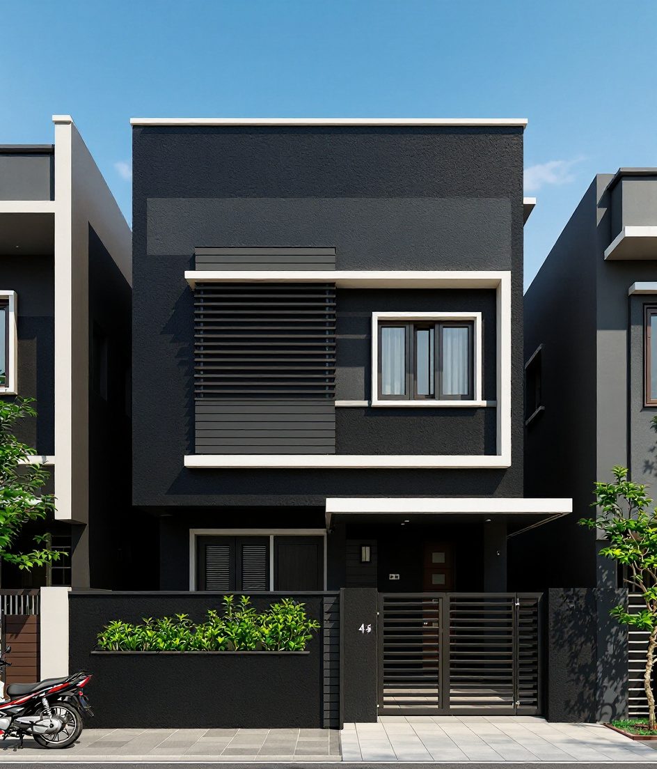 Coimbatore Terrace House — Charcoal Minimal