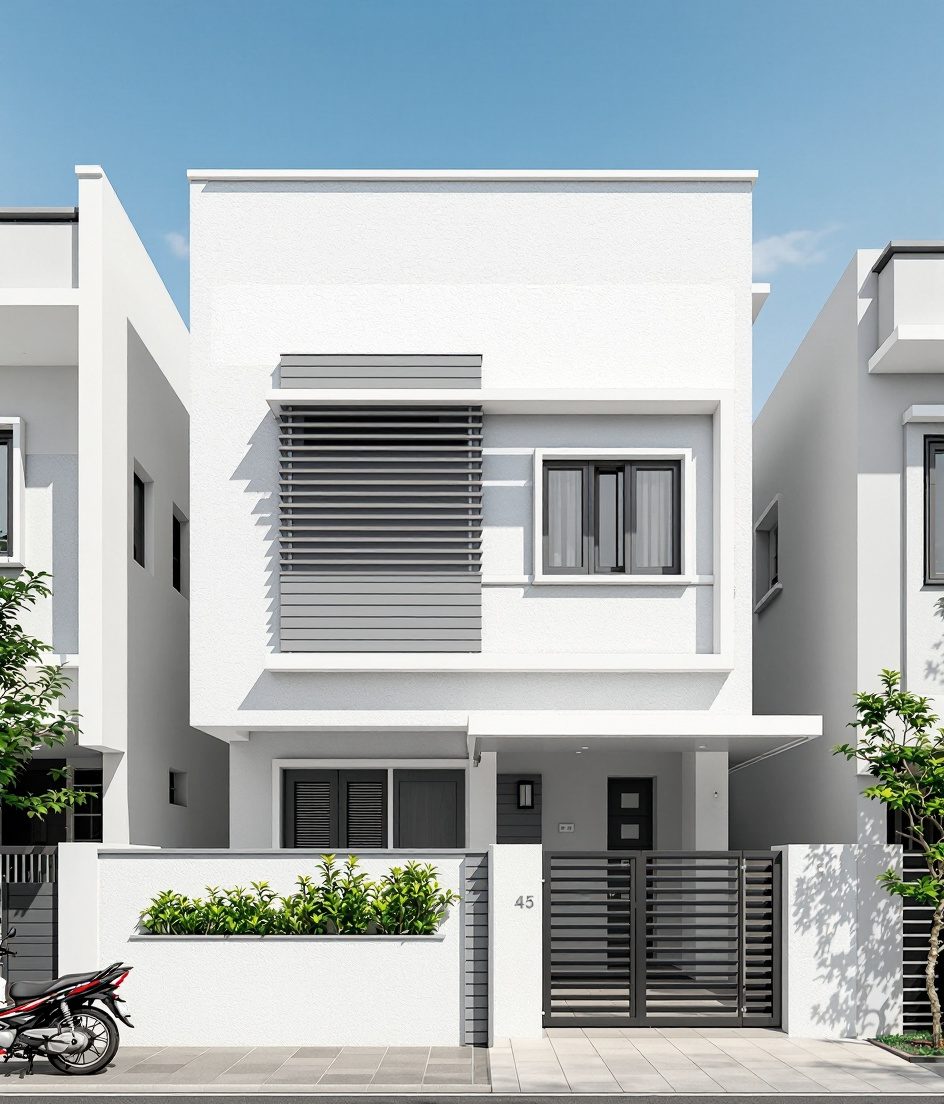 Coimbatore Terrace House — White Modern