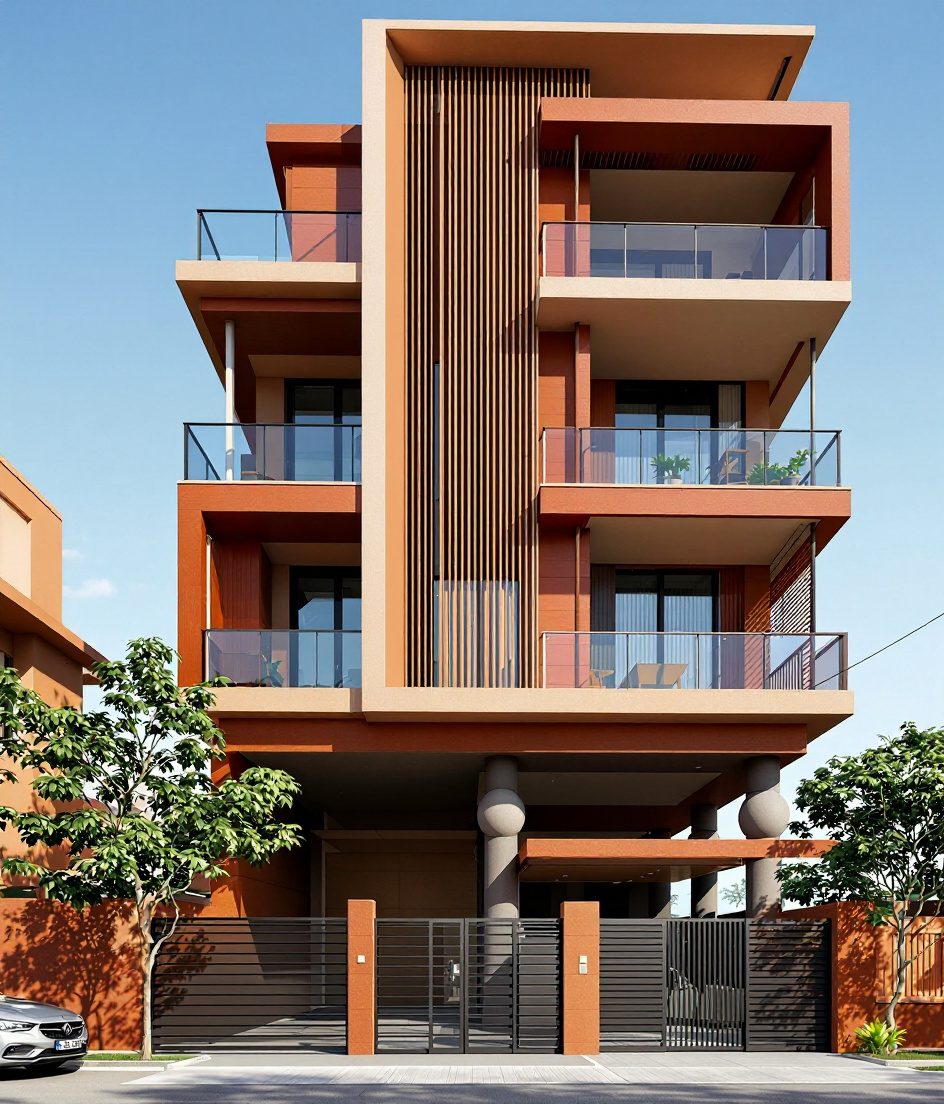 Gurgaon Contemporary Builder Floor — Walnut Classic