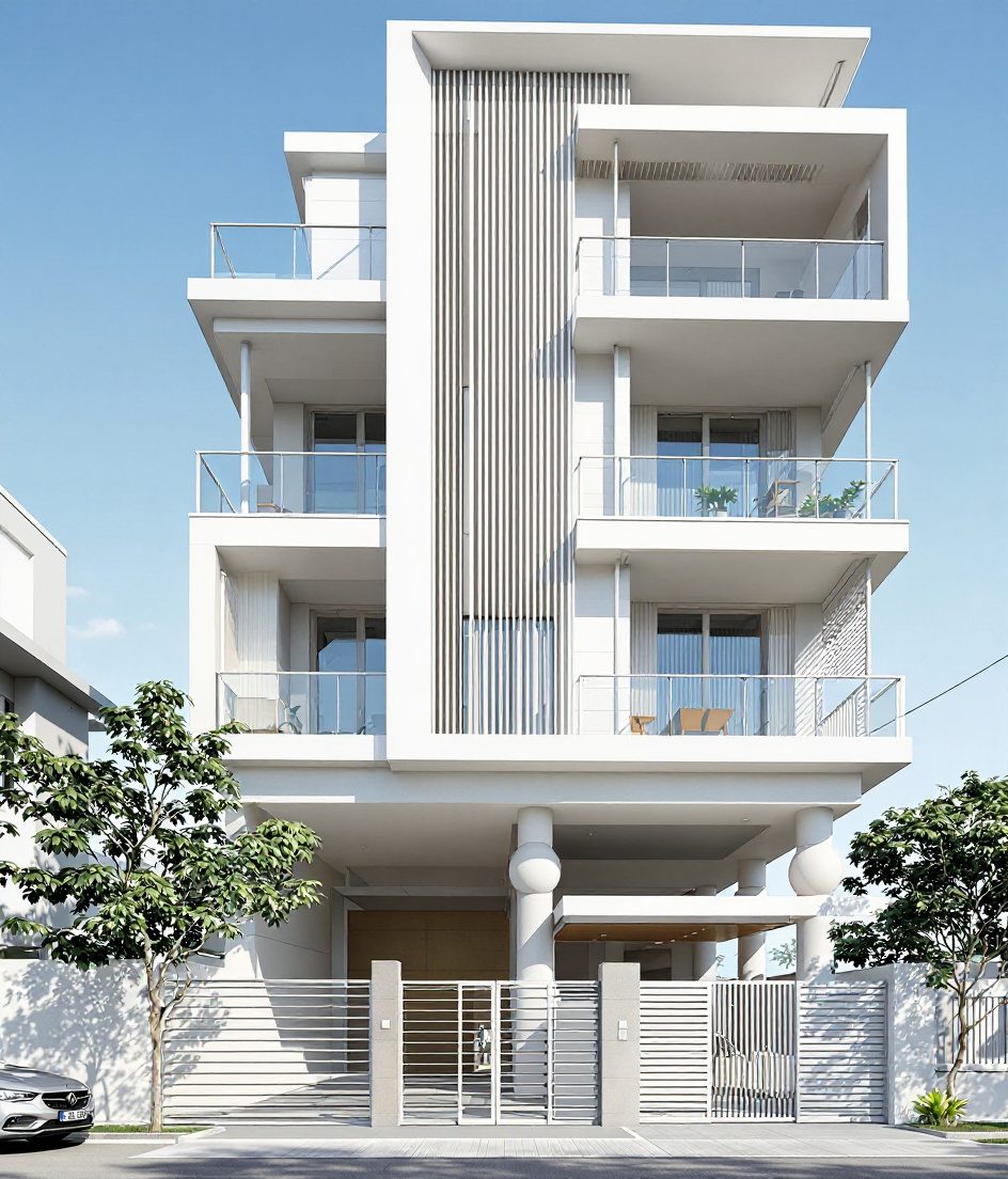 Gurgaon Contemporary Builder Floor — White Modern