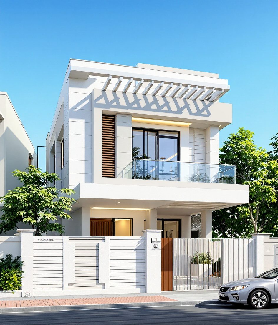 Hyderabad Corner Contemporary — White Modern