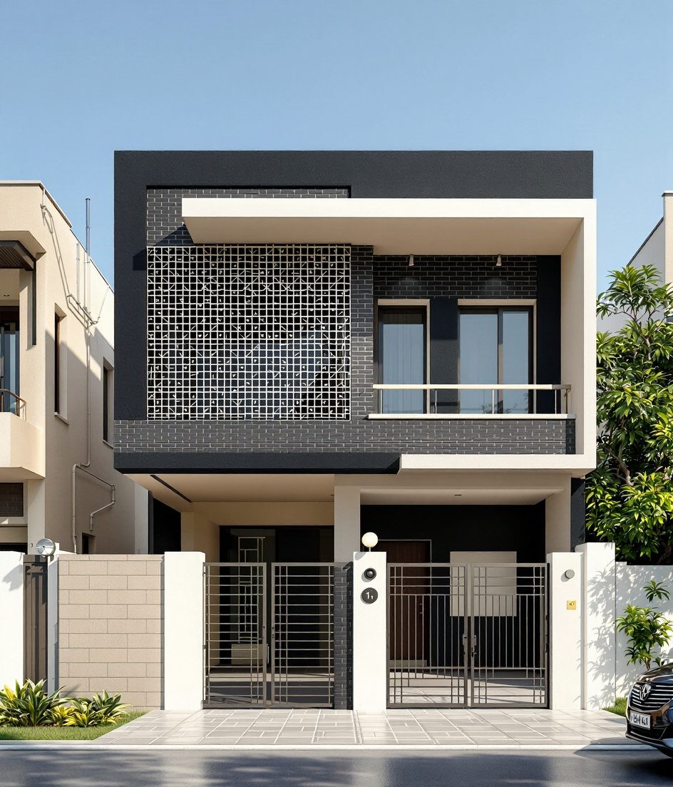 Ahmedabad Contemporary Duplex — Charcoal Minimal