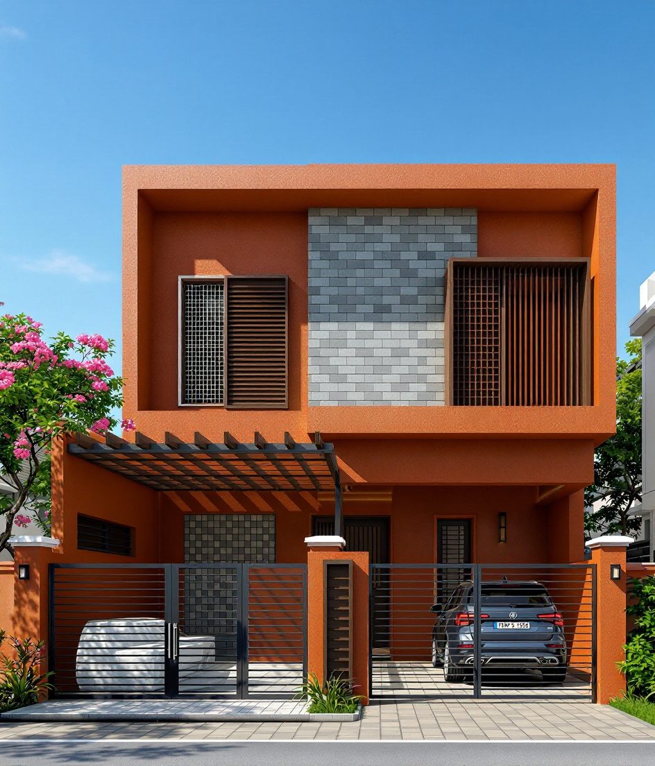 Coimbatore L-Shaped Villa — Walnut Classic