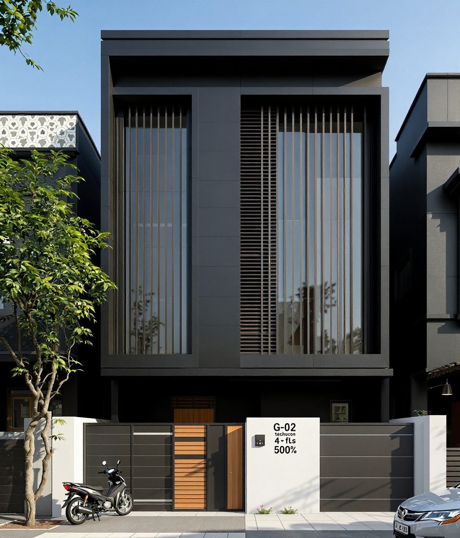 Surat Contemporary Row House — Charcoal Minimal