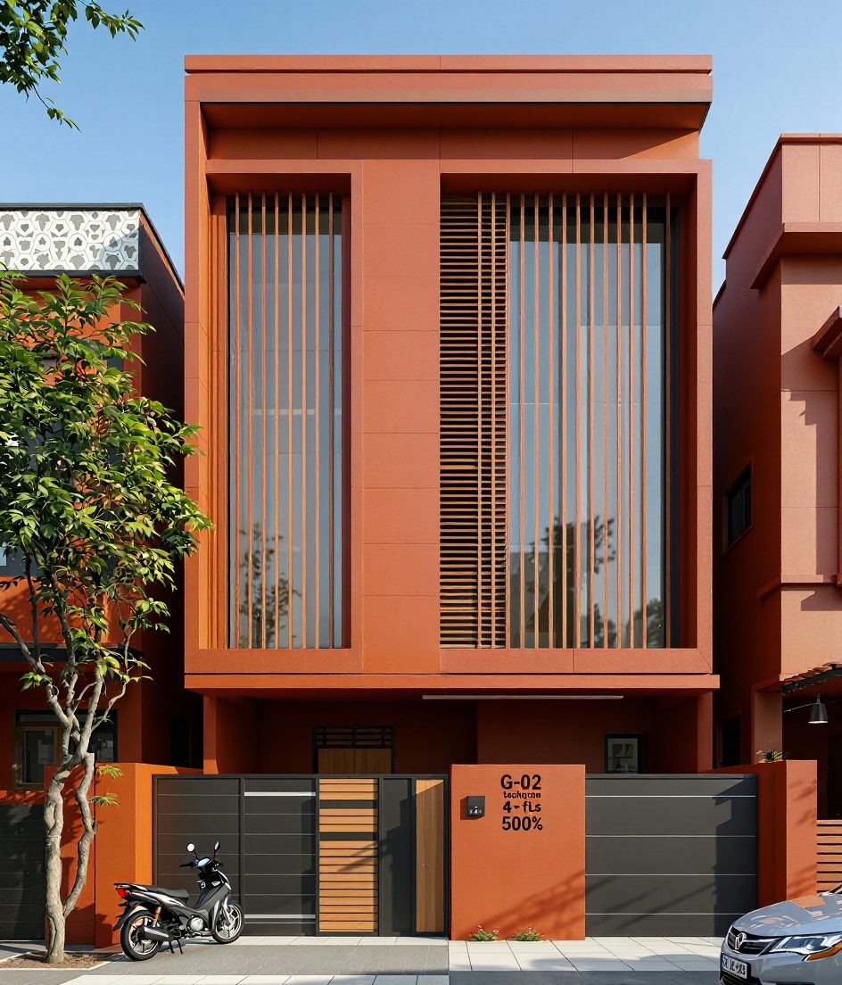 Surat Contemporary Row House — Walnut Classic